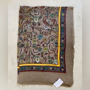 100% Wool Floral Patterned Scarf Wrap  42" x 78"